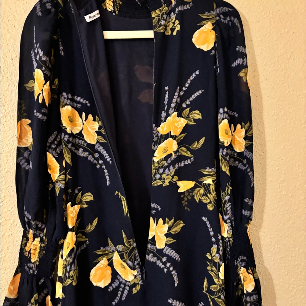 New Reformation Galena Blue Long Sleeve Midi Dress 2 - Picture 9 of 11